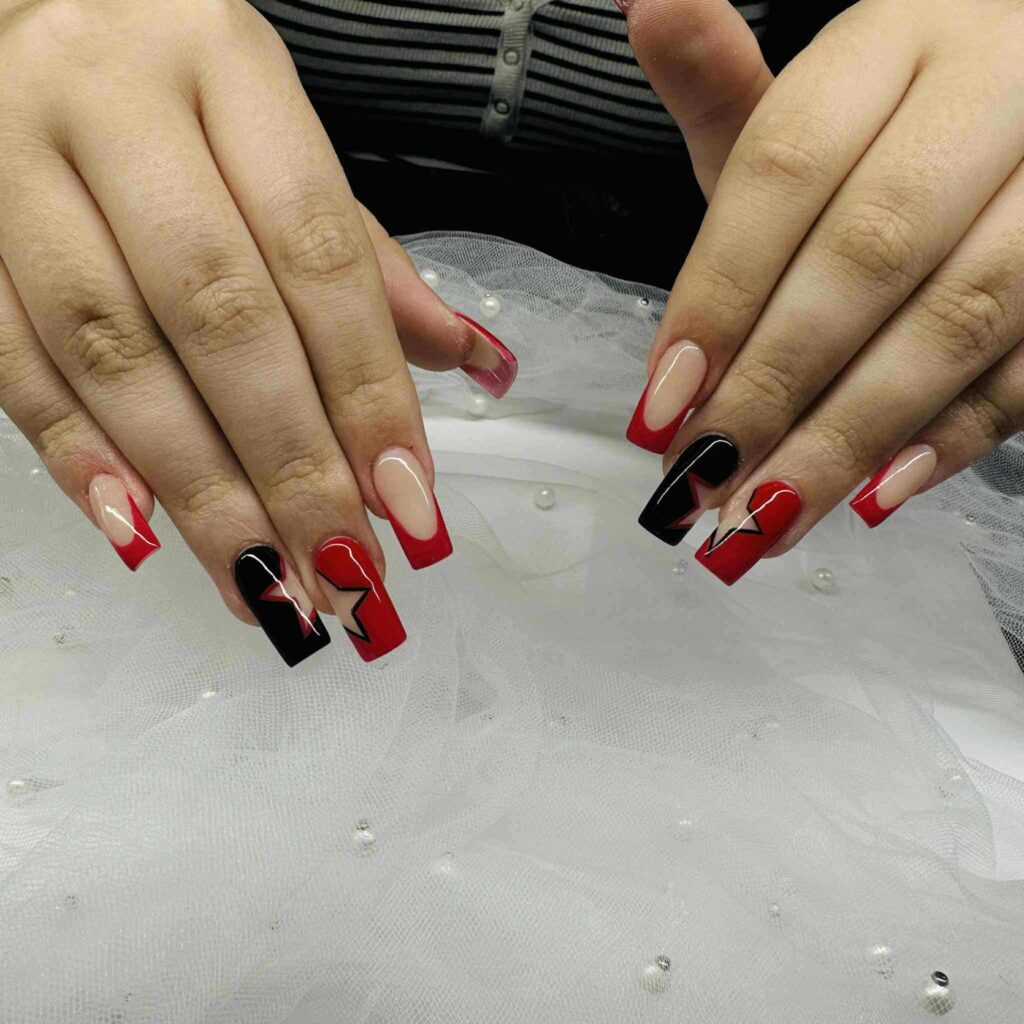 ed-and-Black-Coffin-Nails-with-Star-Design-–-The-Nail-Story-Waco